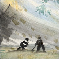 Tájkép két figurával